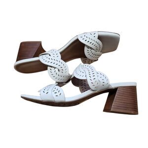 Joie Society Heeled Sandals 9.5 White Slide Block Heel Open Toe